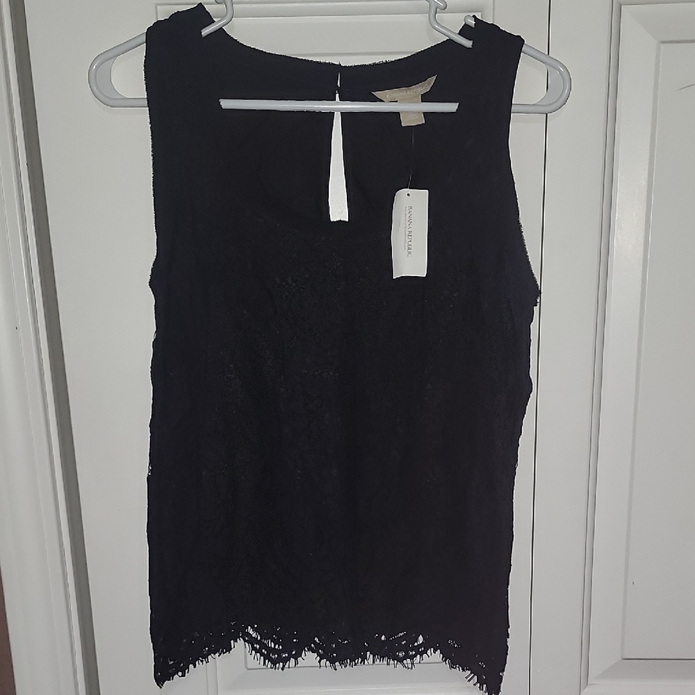 Elegant Banana Republic Black Lace Sleeveless Top NWT